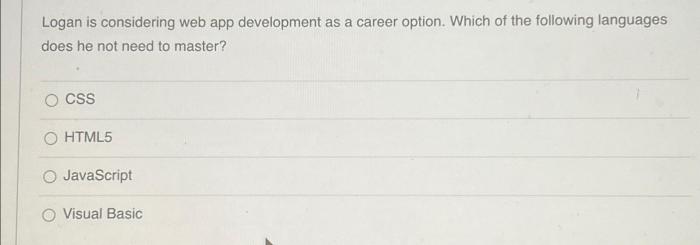 Logan is considering web app development as a career option