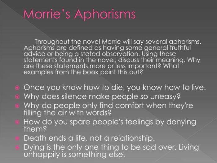 Morrie tuesdays aphorisms ratings